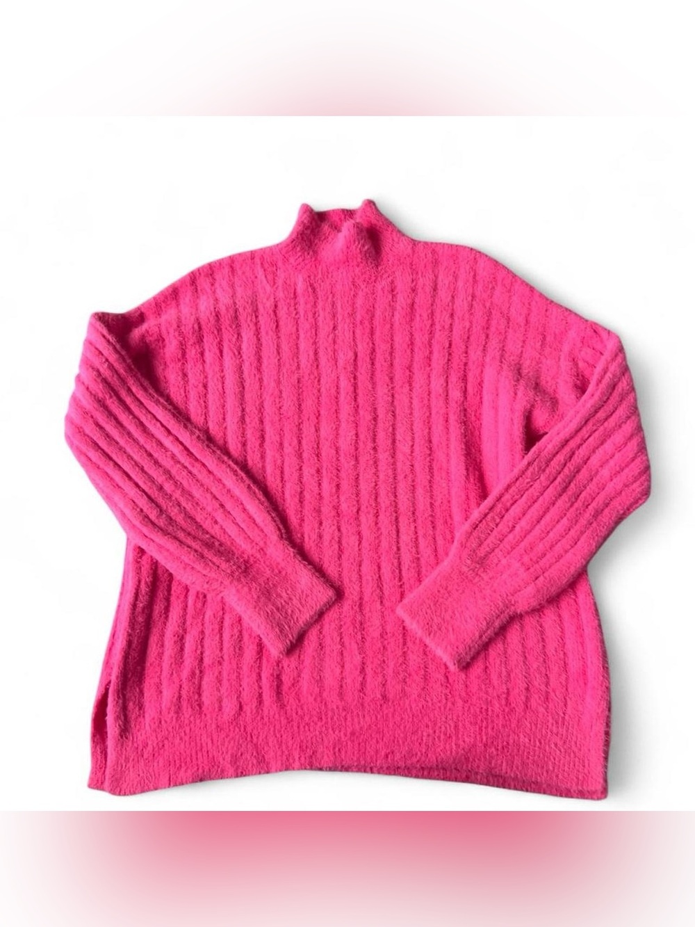 Jessica Simpson Hot Pink Mock Neck Ribbed Sweater